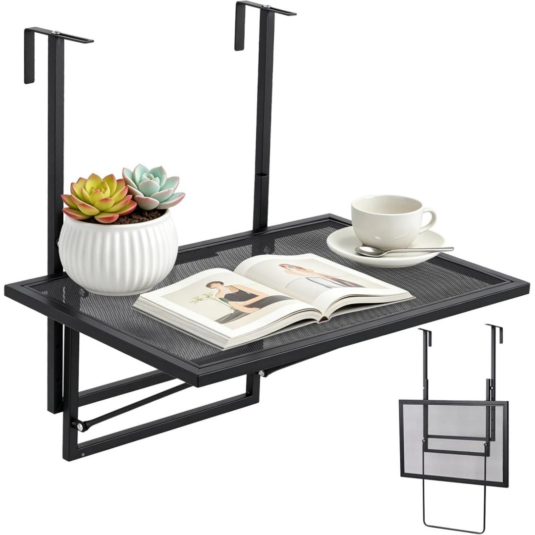 papasbox balkontisch klappbar haengetisch 60 x 40cm 5-fach hoehenverstellbarer klappbarer balkonhaengetisch klapptisch balkongelaender haengend zum einhaengen fuer balkon terrasse