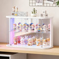 vlsrka glasvitrine mit led beleuchtung und glastueren glas vitrinenschrank vitrine mit rgb-licht sammlerstuecke praesentieren figuren aufbewahren temperglas push-to-open wohnzimmer schlafzimmer