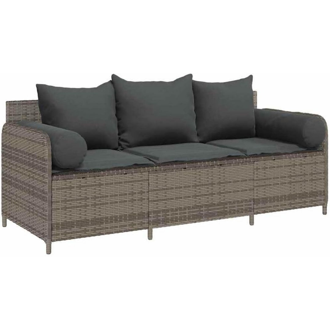 gartensofa mit kissen 3-sitzer grau poly rattan