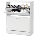 meerveil schuhschrank klappbar 2 tueren schmal weiss 63x24x81 cm platzsparend ideal hinter tueren 3 faecher je 2 boeden platz fuer 12-18 paar schuhe fuer flur und diele