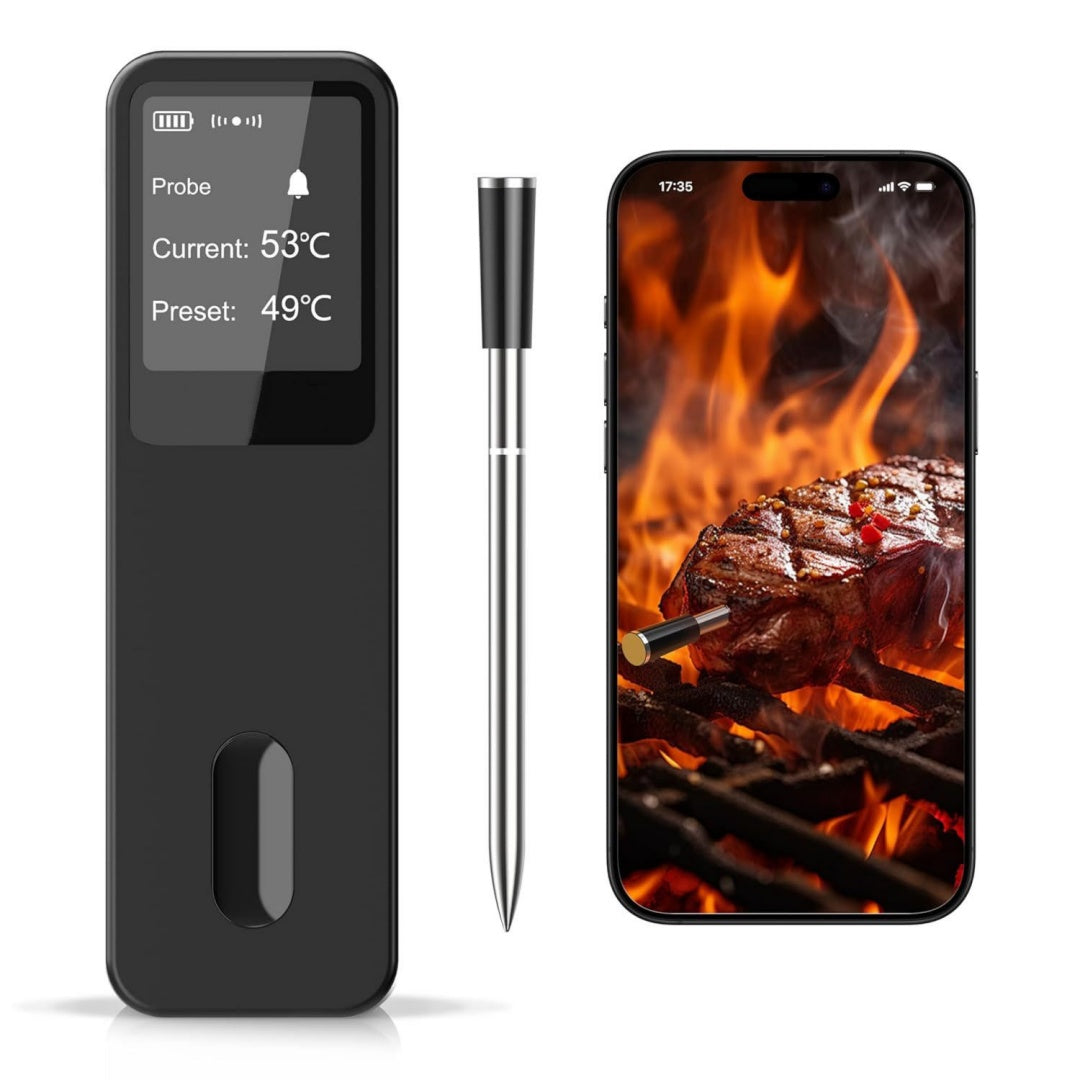 bf-30 pro fleischthermometer kabelloses bluetooth grillthermometer mit app-verbindunglcd-displayip67 wasserdichtbratenthermometer fuer grill backofen grill kueche