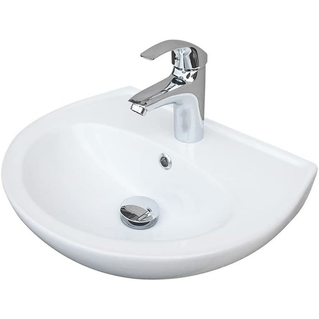 waschbecken heide weiss keramik wandwaschbecken mit hahnloch mit ueberlauf fuer bad gaeste-wc zeitlos elegant