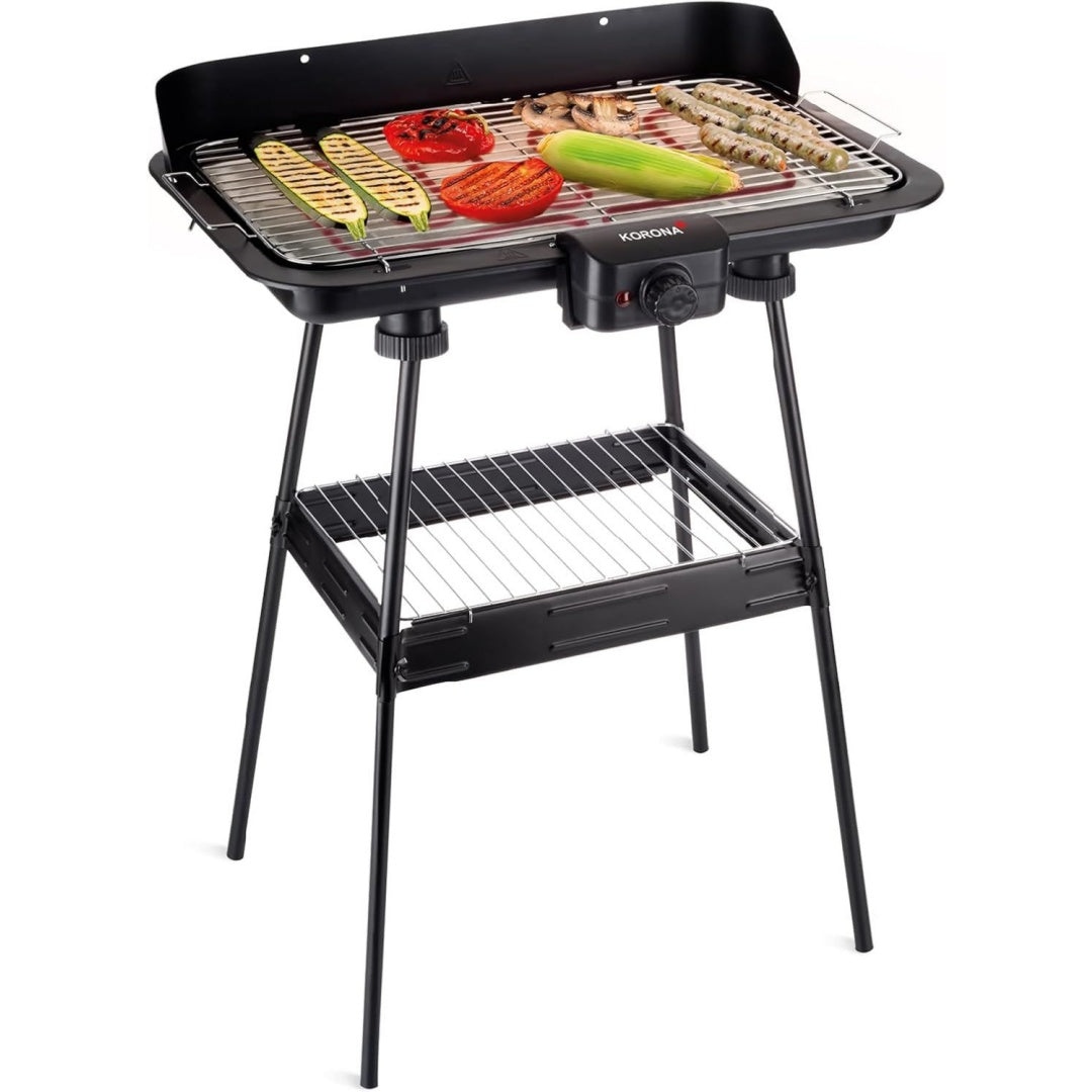 korona 46221 elektrischer standgrill mit xxl-grillrost 51 x 30 cm 2200 wattwindschutzkontrollleuchtesicherheitsschalterstufenlose temperatureinstellung