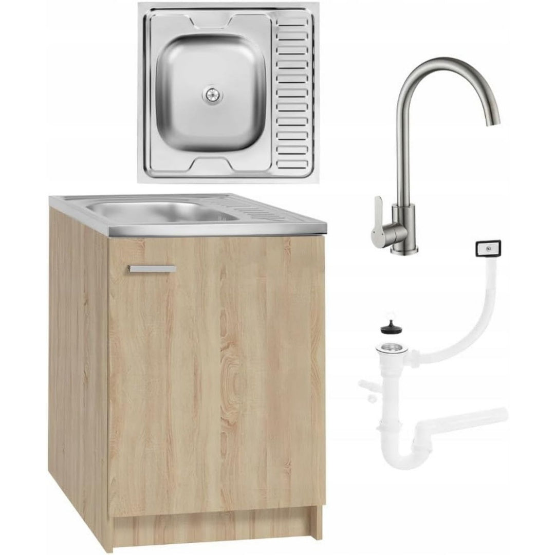 spuelenschrank kuechenschrank 60 cm sonoma spuele mit armatur und siphon geschirrspueler komplett montagefertig