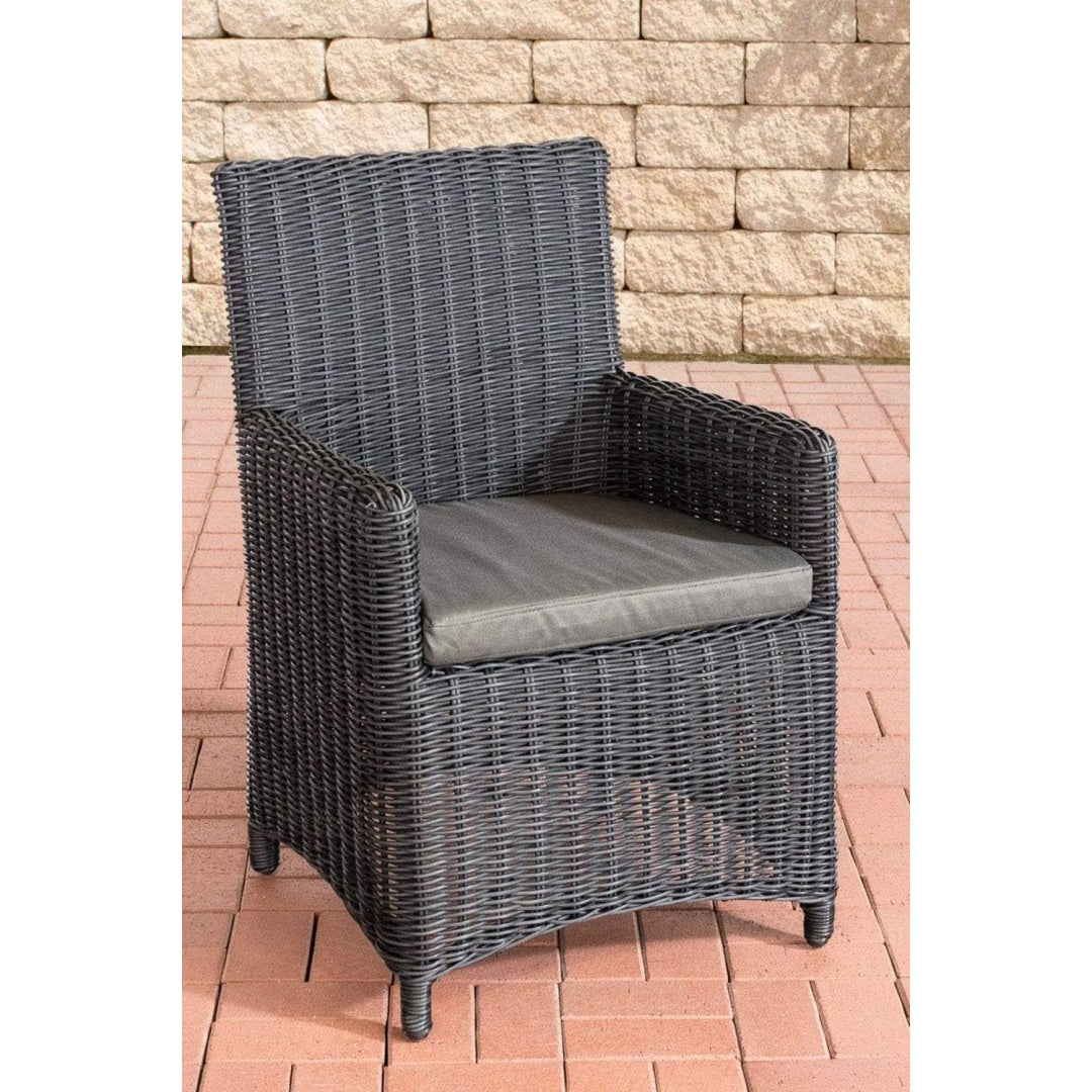 clp polyrattan gartenstuhl fontana 5mm i robuster rundrattan gartenstuhl mit untergestell aus aluminium farbe schwarz polsterfarbe anthrazit