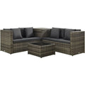 gartenmoebel 4-teilig mit auflagen lounge sofa sitzgruppe gartenset sitzgarnitur gartensofa couchtisch terrasse poly rattan grau