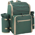 anndora picknickrucksack 4 personen mit integrierter kuehltasche gruen inkl 29-teiliges zubehoer