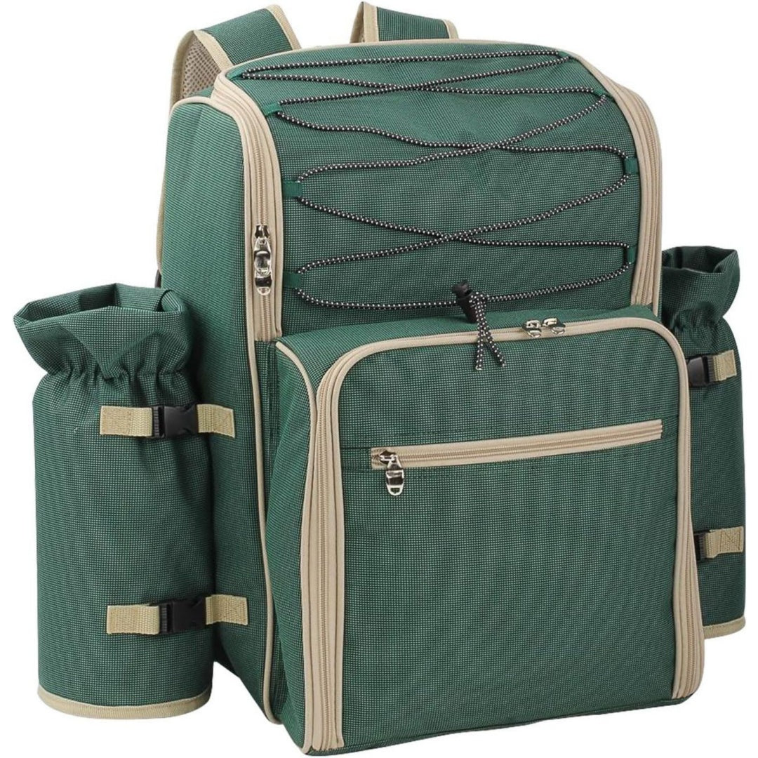 anndora picknickrucksack 4 personen mit integrierter kuehltasche gruen inkl 29-teiliges zubehoer